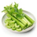 Celery vegetable dish isolated on white background Royalty Free Stock Photo