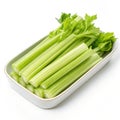 Celery vegetable dish isolated on white background Royalty Free Stock Photo