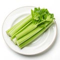 Celery vegetable dish isolated on white background Royalty Free Stock Photo