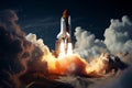 Celestial ascent Rocket launches into space in dynamic mixed media Royalty Free Stock Photo