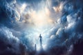 Celestial beings among the clouds. AI generated.