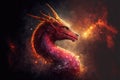 Celestial big dragon on space background. Generative AI Royalty Free Stock Photo