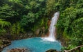 Celestial blue waterfall and pond in tenorio national park Royalty Free Stock Photo