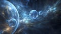 Celestial Bodies Orbiting in a Mystical Abstract Space Background