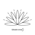 Celestial bush outline logo. Sunny floral emblem. Boho sign. Elegant flower for company branding. Vector illustration