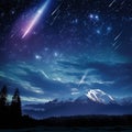 Celestial Cascade with Meteor Shower