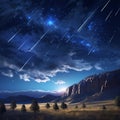 Celestial Cascade with Meteor Shower