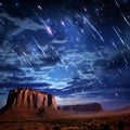 Celestial Cascade with Meteor Shower