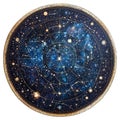 Celestial Chart A Detailed Night Sky Map with Constellations and Stars Royalty Free Stock Photo