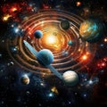 Celestial Choreography: Flawlessly Aligned Planets Dancing in the Solar System Royalty Free Stock Photo