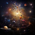 Celestial Choreography: Flawlessly Aligned Planets Dancing in the Solar System Royalty Free Stock Photo