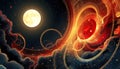 Celestial Clockwork: A Dreamlike Lunar Eclipse in Warm Hues