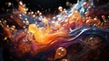 Celestial Color Symphony: A Dynamic 3D Render of Cosmic Paint Blobs Royalty Free Stock Photo
