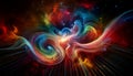 Celestial Colors Dance in a Mesmerizing Sound Wave Ballet. Spectral colors entwine in an elaborate dance, forming a breathtaking