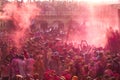 Celestial colours pour down on the devotees of Lord Krishna at Nand Baba temple, Nandgaon, India