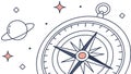 Celestial Compass Rose with Stars Sketch for Cosmic Navigation, vector design Generative AI Royalty Free Stock Photo