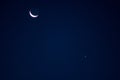 Celestial conjunction of Moon and Venus Royalty Free Stock Photo