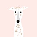 Celestial cute cosmic whippet lovely greyhound silhouette on background. Vector Illustration of cute boho dog, adorable Royalty Free Stock Photo