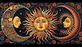 Celestial Dance of the Sun, Earth, and Moon Tongues, Majestic and Mysterious, Made with Generative AI