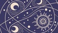 Celestial Design with Sun, Moon, Stars, and Cosmic Patterns, vector design Generative AI Royalty Free Stock Photo