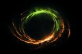 Celestial display Comets luminous ring of fire on a black sky