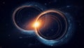 Celestial Elegance Saturns Rings Copper and Nebula Navy Pattern Royalty Free Stock Photo