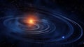 Celestial Elegance Saturns Rings Copper and Nebula Navy Pattern Royalty Free Stock Photo