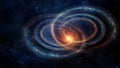 Celestial Elegance Saturns Rings Copper and Nebula Navy Pattern Royalty Free Stock Photo