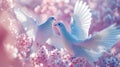 Celestial elements, doves, and ethereal hues for an Easter card serenity