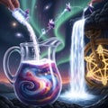 Celestial Elixir: Fairies Crafting the Essence of the Cosmos Royalty Free Stock Photo
