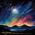 Celestial Fireworks: Explosive Meteor Shower Royalty Free Stock Photo