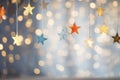 Celestial Fireworks: Starry Bokeh lights Background