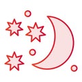 Celestial flat icon. Moon and stars pink icons in trendy flat style. Night sky gradient style design, designed for web