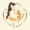 Celestial girl cat d astrology woman.