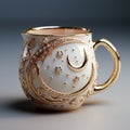 Celestial Gold Coffee Mug With Intricate Details - Stunning Vray 3d Model