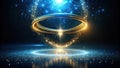 A celestial golden ring encircling a sparkling, mystical vortex of light and energy. Generative AI Royalty Free Stock Photo