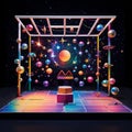 Celestial Gym - Geometric Abstraction Transforming Gym Equipment into Cosmic Ballet