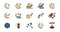 Celestial Icons - Moon, Stars, Planets, and Cosmic Elements Royalty Free Stock Photo