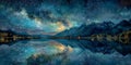 Celestial Lake A Night Sky Reflection Royalty Free Stock Photo