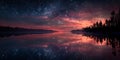 Celestial Lake Night Sky Reflection Photography Royalty Free Stock Photo
