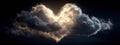 Celestial Love: A glowing heart-shaped cloud in a star-studded night sky Royalty Free Stock Photo