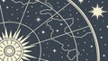 Celestial map with sun and star constellations, cosmic exploration, vector design Generative AI Royalty Free Stock Photo