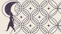 Celestial Moon and Star Pattern, Mystical Figure Night Sky, Dreamy Decorative Art Vector Design Generative AI Royalty Free Stock Photo