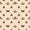 Celestial moth pattern. Vector seamless background