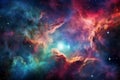 A celestial nebula featuring vibrant shades of teal and magenta