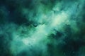 A celestial nebula with a palette of emerald green and teal