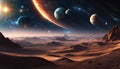 Celestial Odyssey: Space, Galaxy, and Planets Desktop Wallpaper