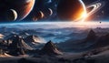 Celestial Odyssey: Space, Galaxy, and Planets Desktop Wallpaper