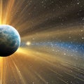 1914 Celestial Planetary System: A celestial and captivating background featuring a planetary system with orbiting planets, cosm