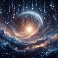 47 19. Celestial Rain_ A gentle rain of celestial obje Royalty Free Stock Photo